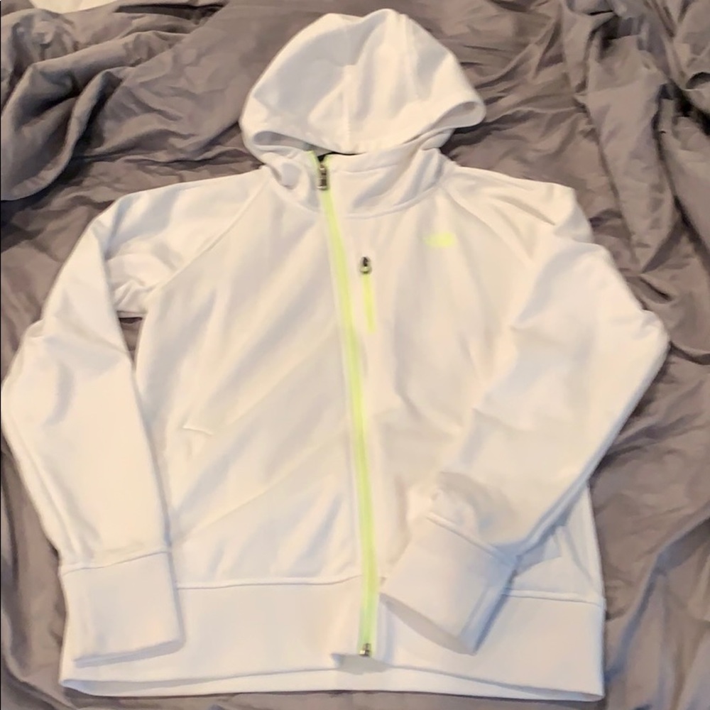 The North Face jacket white with neon accent